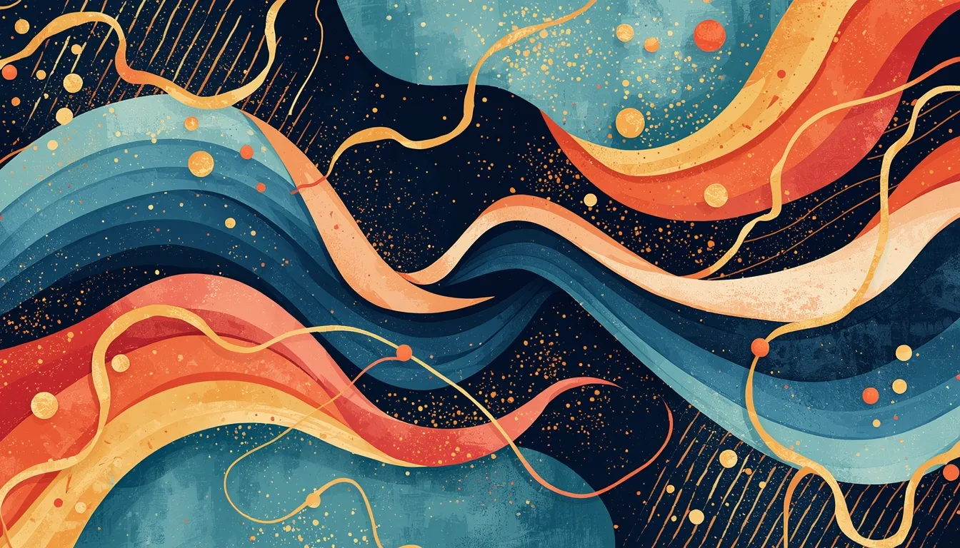 Artisan creation illustration with abstract crafting elements and flowing lines